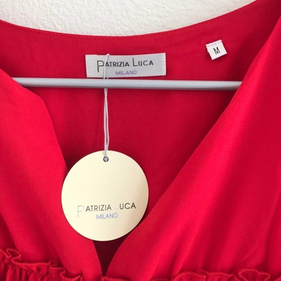 Patrizia Luca Ruffle Sleeve 3/4 Top Red Size Small - Picture 3 of 7